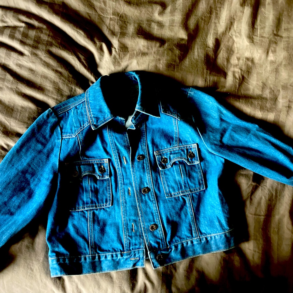 London jeans cropped denim jacket with cuffed sleeves